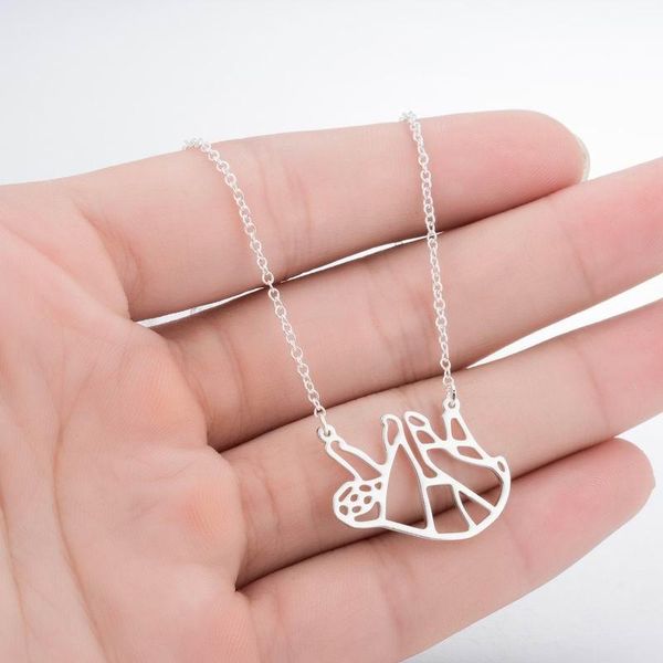 

cutout sloth necklaces female metal animal pendant, Silver