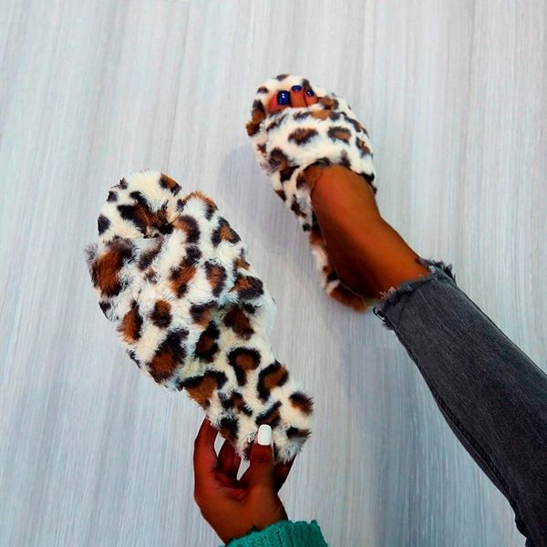 

slippers 2021 comfortable plush multicolor bright color round head women's, Black