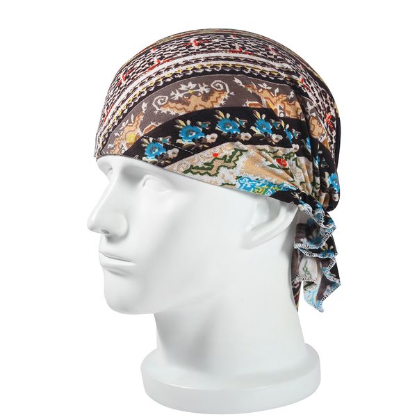 

ladie printed stretch cotton headscarves, flower patterned pirate hats for men women bales are elastic and fit 55 to 60 cm in circumference, Blue;gray