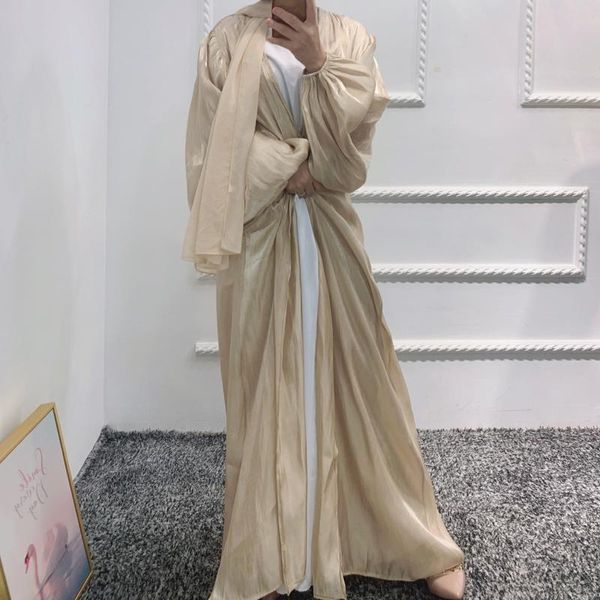 

ethnic clothing summer open abayas cardigan puff sleeve dubai turkey clothes eid muslim abaya dress kimono for women fashion shining silklik, Red
