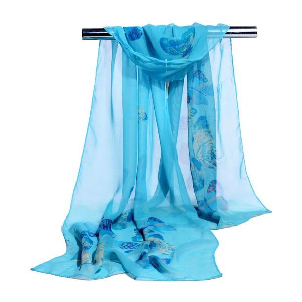 

scarves chiffon scarf women summer silk thin shawls and wraps foulard flower printed hijab stoles #t1p, Blue;gray