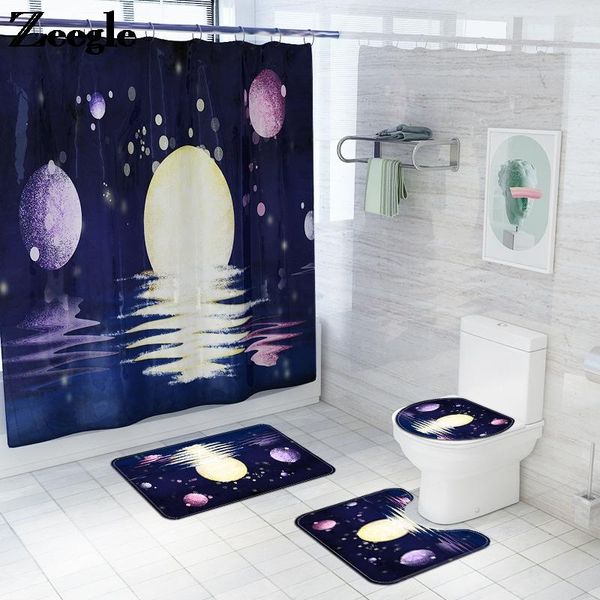 

shower room mat and curtain set bathroom carpet rug home decor toilet absorbent seat cover u-shaped bath mats