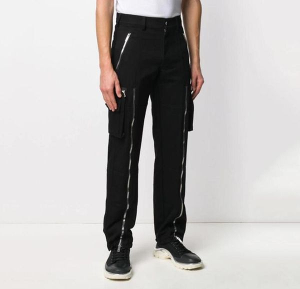 

men's clothing gd hair stylist fashion catwalk zippered straight pants tooling 27-46, Black