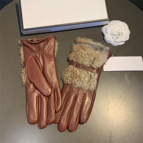 

ladies sheep skin designer gloves with letter winter outdoor cycling warm fashion black rex rabbit hair mouth love size m l, Blue;gray