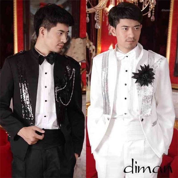 

men's suits & blazers m-xxl clothing fashion slim wedding sequins suit plus size the host studio formal dress costumes1 fmpp, White;black
