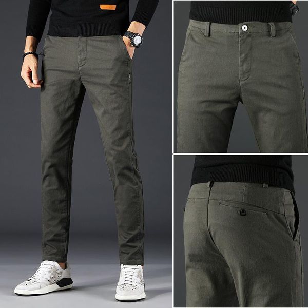 

men's pants 2021 spring summer autumn casual men cotton slim fit thin chinos fashion trousers male brand clothing plus size 28-38, Black