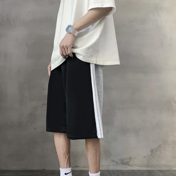 

men's shorts five-point guard pants sports loose casual basketball summer thin trend wide-leg striped oversized, White;black