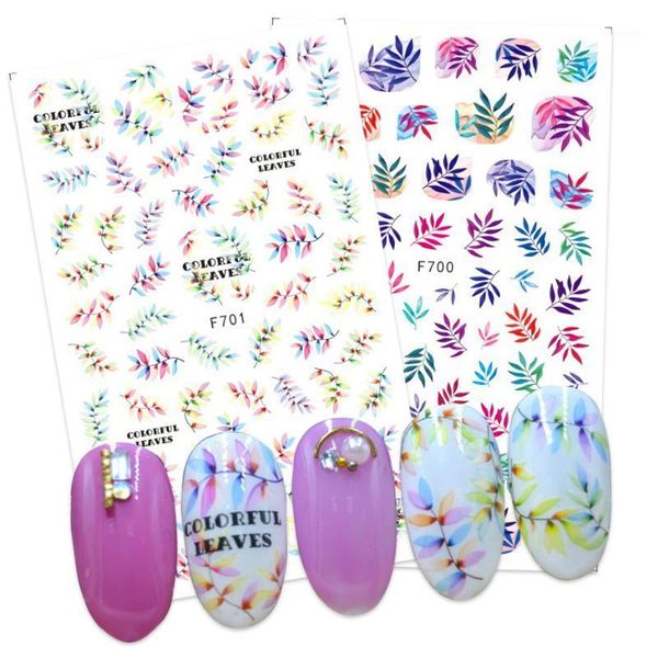 

spring leaf polish nail art stickers wraps abstract graffiti leaves flower face 3d manicure foils slide nails accessories bef7011, Black