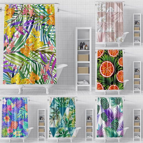 

shower curtains green plants printing curtain painted flower tropical leaves polyester bath waterproof bathtub home decor