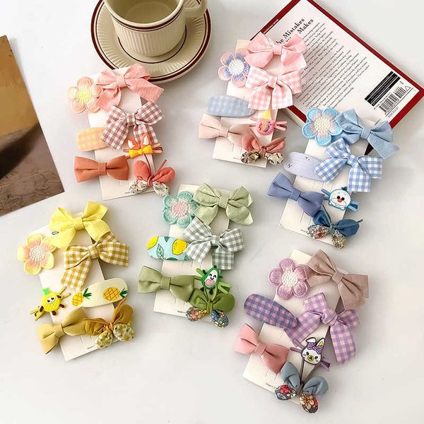 

korean children's bow set girl's cute banger side baby's hair clip flower hair accessories, Slivery;white