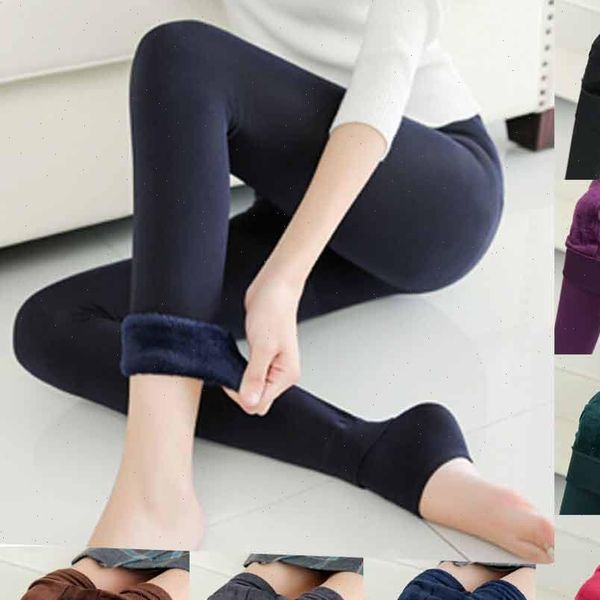 

winter warm plush cashmere women legging casual thick high waist elastic slim fitness gym 5$, Black