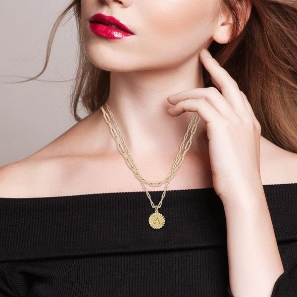 

simple 26 letters pendants necklaces alphabet coin initial charm necklace black round lettering a-z clavicle gift pendant, Silver