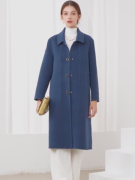 

women's wool & blends woman 100% woolen overcoat sheep jacket for female autumn spring fall outerwear clothing blue red, Black