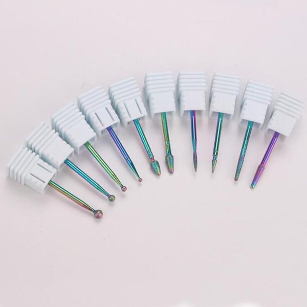 

nail art equipment diamond drill bits alloy polishing head colorful manicure cutters machine accessories tools, Silver
