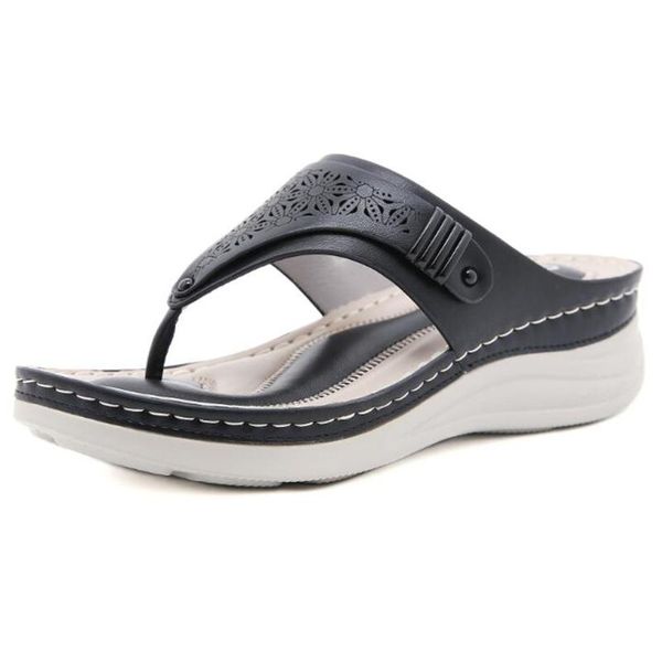 

summer slippers women casual comfortable durable flip flops beach sandals female wedge shoes fashion lady room qq186, Black