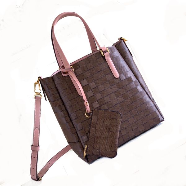 

5a lady tote bags fashion canvas plaid design style business casual removable zip pocket comfortable packages handle with box b165 (60297 60