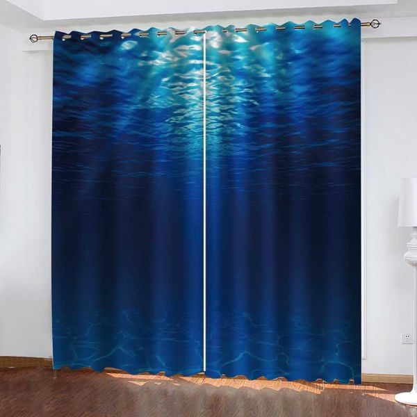 

curtain & drapes po blue ocean curtains 3d set for bed room living office el home wall decorative drape