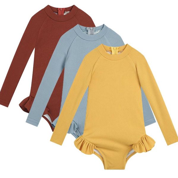 

one-pieces baby girls swimwear bathing boy bodysuit cute spring summer long sleeve swimming bikini suit one-piece swimsuit clothes 1-5y, Black