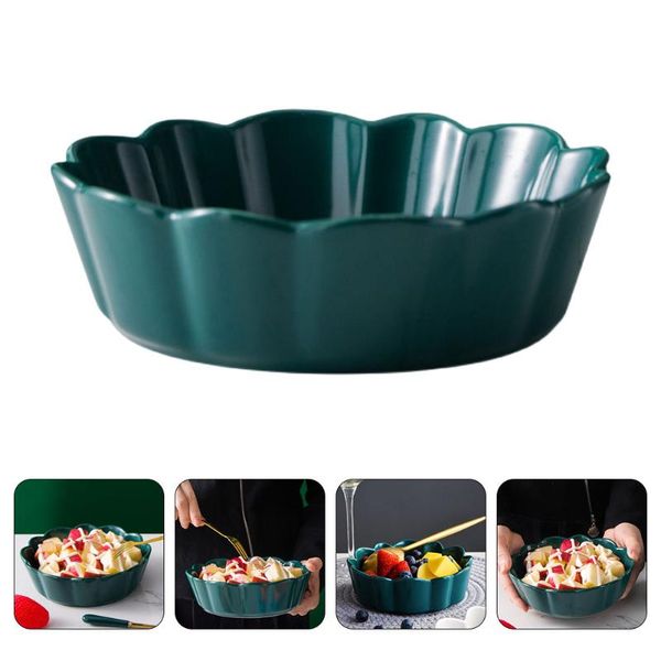 

bowls 1pc ceramic salad bowl fruit container serving party supply (green)