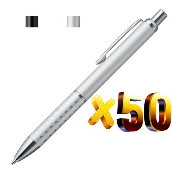 

ballpoint pens lot 50pcs metal ball pen,aluminium dot grasp,laser engraved company logo&text,customized promotional event gift, Blue;orange