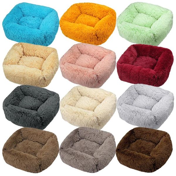 

cat beds & furniture square bed house cats dog mat winter warm sleeping dogs puppy nest soft long plush pet cushion portable for pets