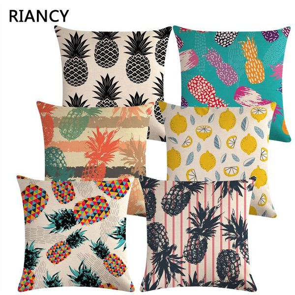 

cartoon pineapple sofa decorative cushion cover pillow pillowcase linen 45*45 throw home decor pillowcover 40606 cushion/decorative