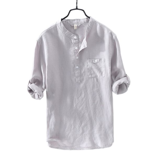 Helisopus Yaz Erkekler Gömlek Uzun Kollu Rahat Gömlek Harajuku Marka Erkek Vintage Katı Renk Slim Fit Camisa Masculina 210626