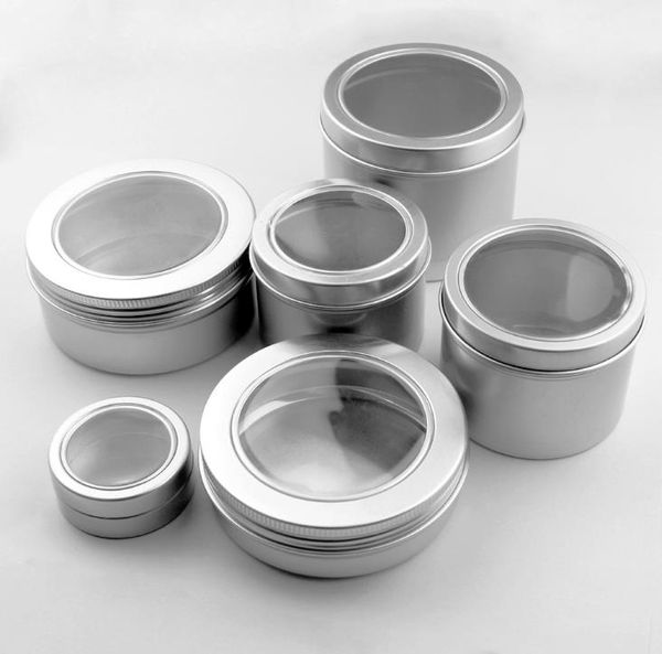 Tappo per finestra in vasetto di crema cosmetica in alluminio da 25 ml 60 ml 100 ml, barattoli in metallo da 150 ml, scatola in alluminio da 180 ml, contenitore per barattoli di imballaggio