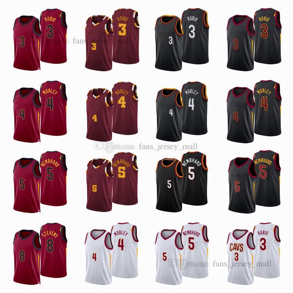 

printed city basketball jerseys ricky 3 rubio evan 4 mobley lamar 8 stevens rj 5 nembhard jersey color white red black, Black;red