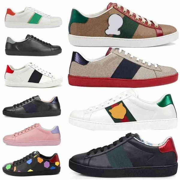 

new gg'sneakers designers men women sneakers casual shoes canvas snake chaussures leather sneaker ace bee embroidery shoe d2n8 #, Black