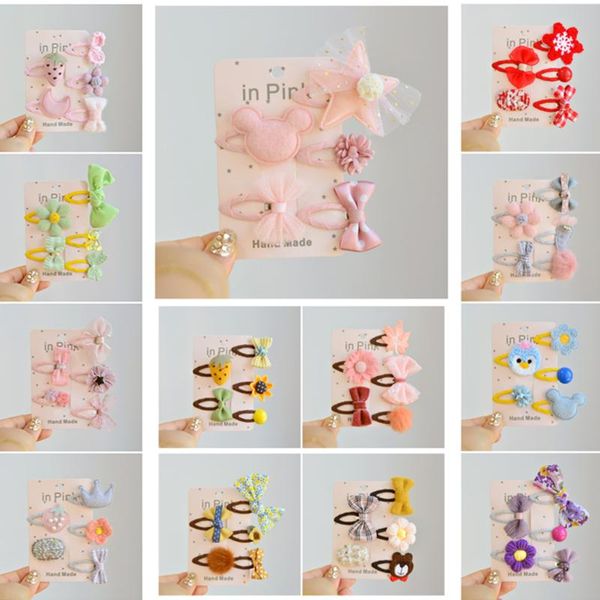 

hair accessories 6set/lot=30pcs korean kids clip girls hairpin side does not hurt the princess cloth headdress, Slivery;white