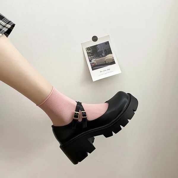 

dress shoes lolita for women high heel japanese mary jane vintage jk uniform platform cosplay black thick pumps large size