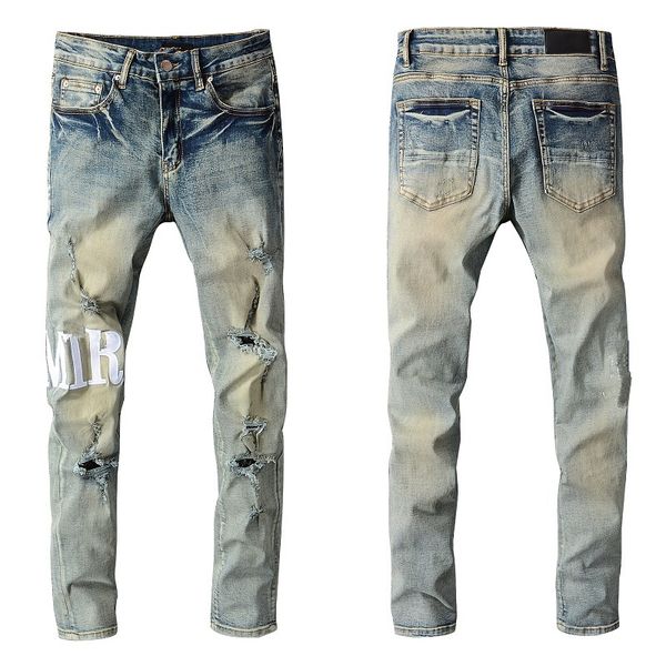 

slim mens fashion skinny ripped straight jean elastic casual motorcycle biker stretch denim trouser classic pants jeans size 28-40 2di7, Blue