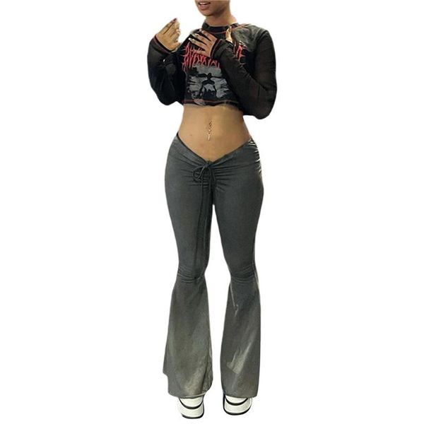 

women's pants & capris xingqing womens casual trousers fashion solid color high-waist slim fit sweatpants lady elastic waist bell-botto, Black;white