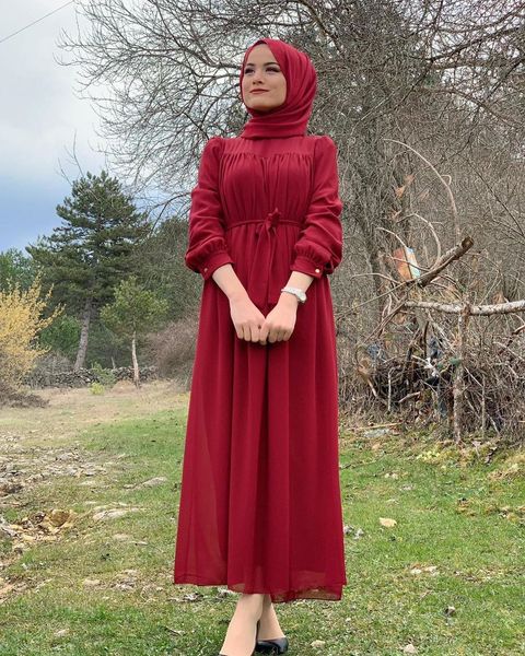 

ramadan chiffom muslim dress women eid turkey abaya dubai islam clothing abayas vestidos robe longue vetement musulman de mode, Red