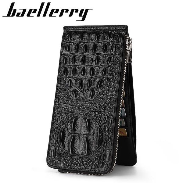 

wallets men's leather wallet crocodile zipper clutch business long, Red;black