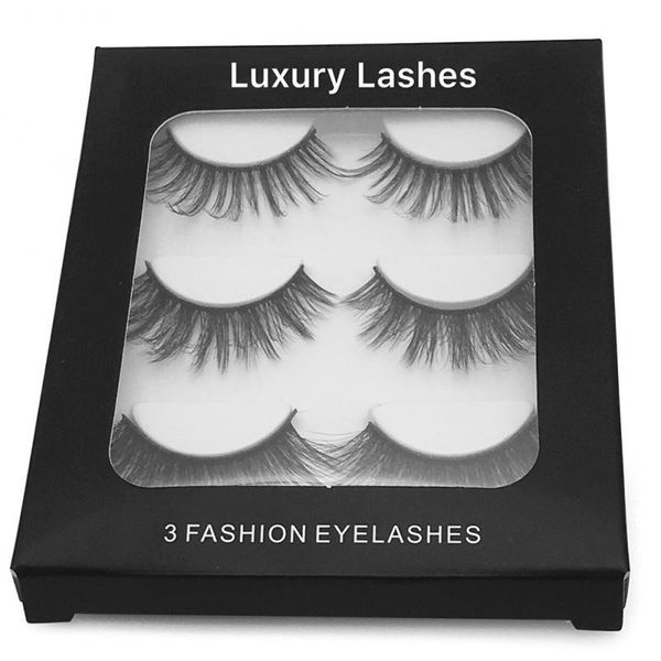 

false eyelashes 3pair party black long thick cross bushy extension eye lashes