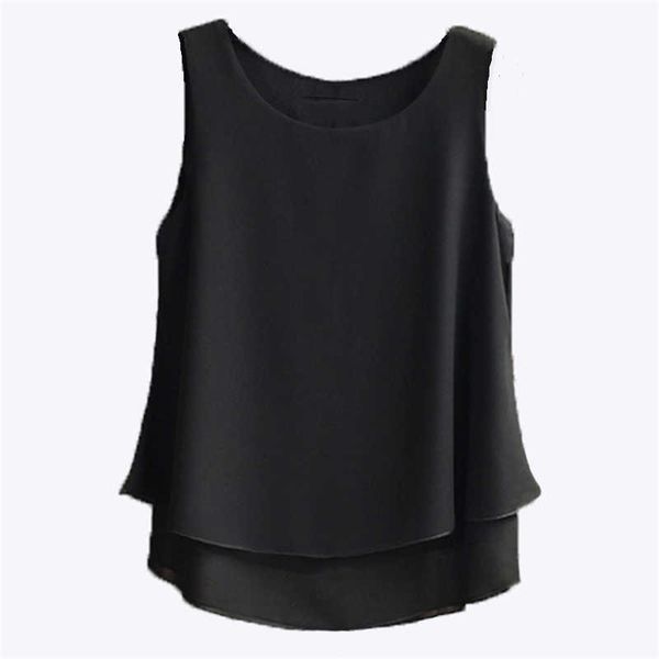 

summer #039;s blouse arrival summer sleeveless o-neck chiffon blouse plus size 5xl 4xl casual shirt for girl shir 210721, White