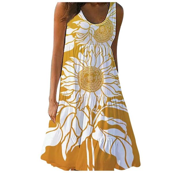 

casual dresses womenÂ summerÂ dress sleeveless floral print vacation elegant beach halter a line summerÂ dress sundress beachwear vestidos, Black;gray