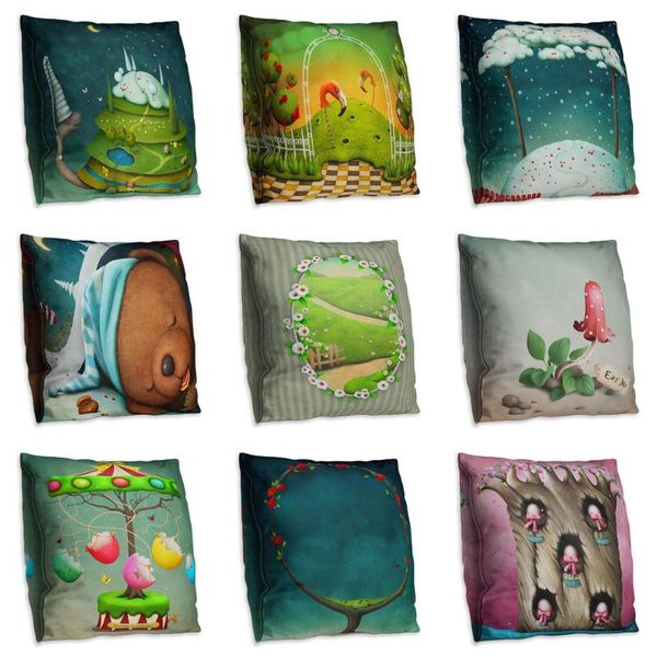 

cushion/decorative pillow cute cartoon double side print cushion cover polyester decorative for sofa seat soft throw case 45x45cm home decor