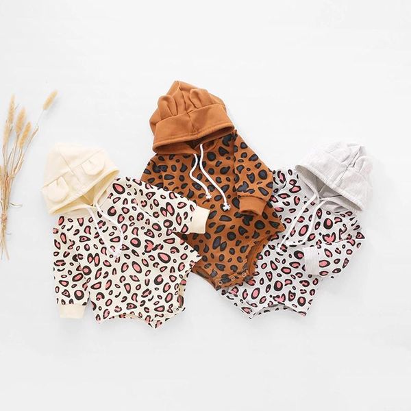 

rompers cute girls outfits toddler clothes autumn kids boys cartoon ears leopard print cotton romper, Blue