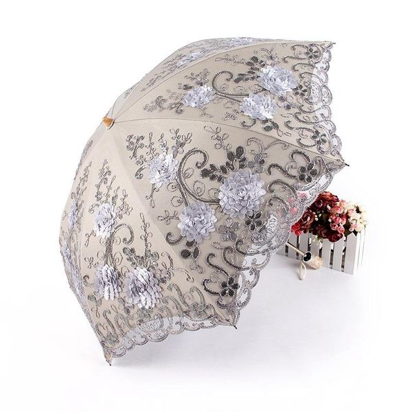 

vintage lace parasol women uv protection portable sunshade two fold lightweight umbrella sun rain female u5b139 umbrellas