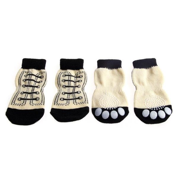 

4pcs pet dog sneakers shoelace pattern non-slip socks paws cover shoes s-xl apparel