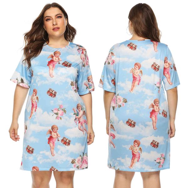 

women's plus size large printed housewear casual short sleeve 90534