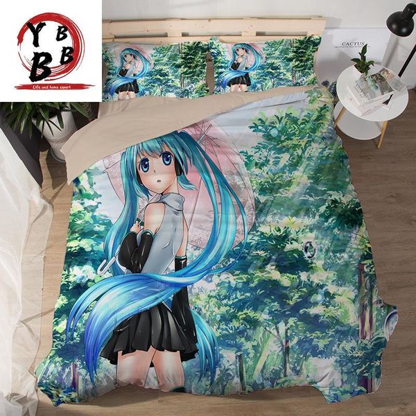 

bedding sets japanese anime character twin  king size duvet cover pillowcase girls bedclothes 3d tree home textiles