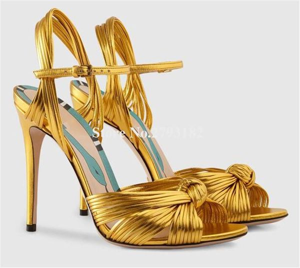 

summer fashion women open toe knotted bow stiletto heel sandals gold green pink straps high dress heels shoes, Black