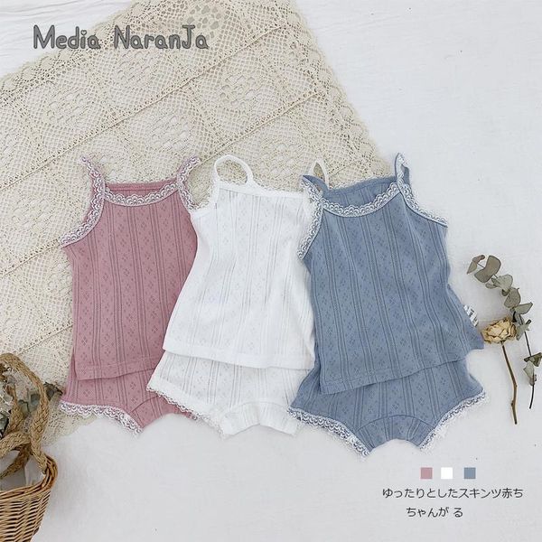 

clothing sets girls home wear suit shorts baby 2021 summer sling set, White