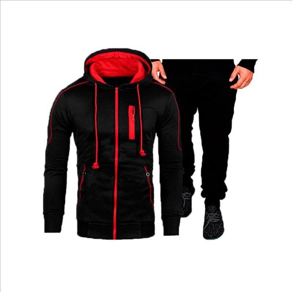 

men's tracksuits fall winter suit zipper hoodie + pants two pieces of casual sportswear gym 3xl clothing s, Gray
