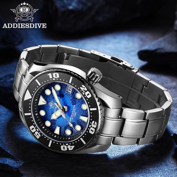 

wristwatches addies dive men automatic mechanical watch 200m diving series nh35 sapphire crystal bgw-9 super luminous watches, Slivery;brown