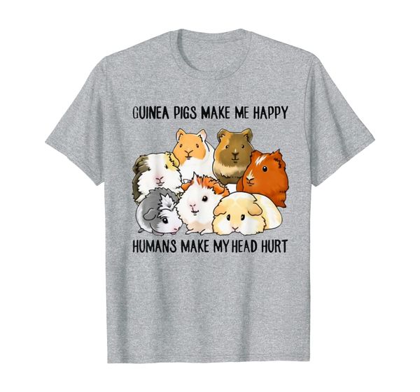 

guinea pigs make me happy humans make my head hurt t-shirt, White;black